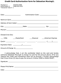 credit card authorization form